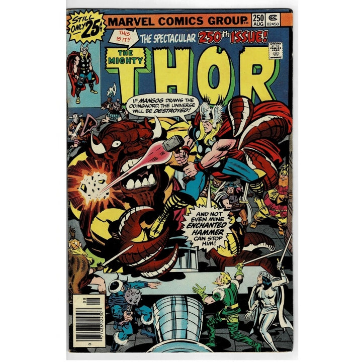 The Mighty Thor #25 comic book cover from Marvel Comics Group, featuring Thor battling a giant creature in a dynamic illustrated battle scene.