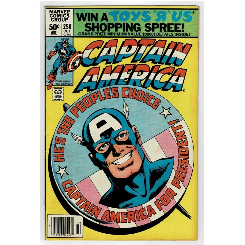 Captain America For President 250 Vol 1 Marvel Comic 1980