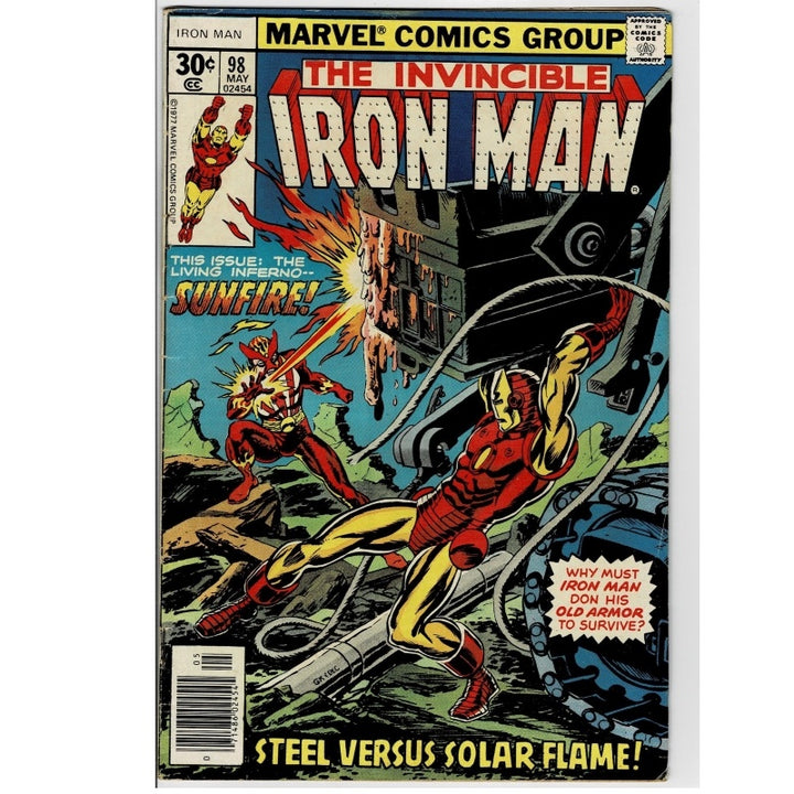Vintage Marvel Comics Group 'The Invincible Iron Man' issue #88 comic book cover, featuring Iron Man in red and gold fighting against a dark background with the title 'Iron Man' in large red letters at the top.