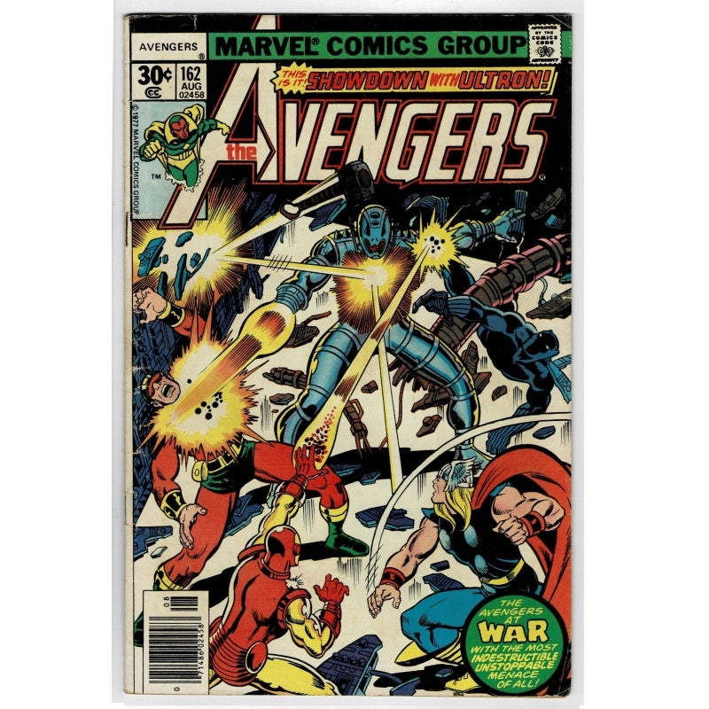 The Avengers #162 comic book from Marvel Comics Group, featuring a dynamic cover illustration with Marvel and Avengers branding at the top, set against a plain white background.