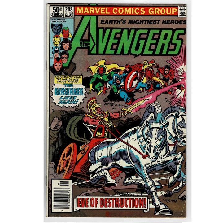 Marvel Comics Group's The Avengers #288 comic book cover, featuring a dynamic battle scene with Marvel characters and a large metallic silver creature in the foreground, shown inside a clear protective sleeve.