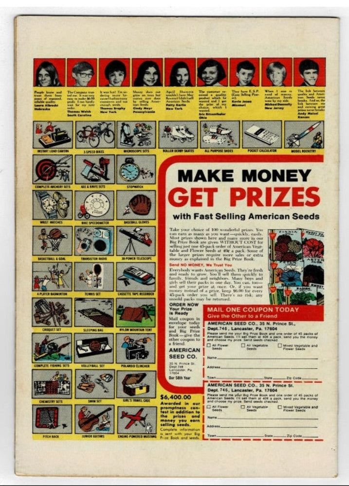 back of comic book.