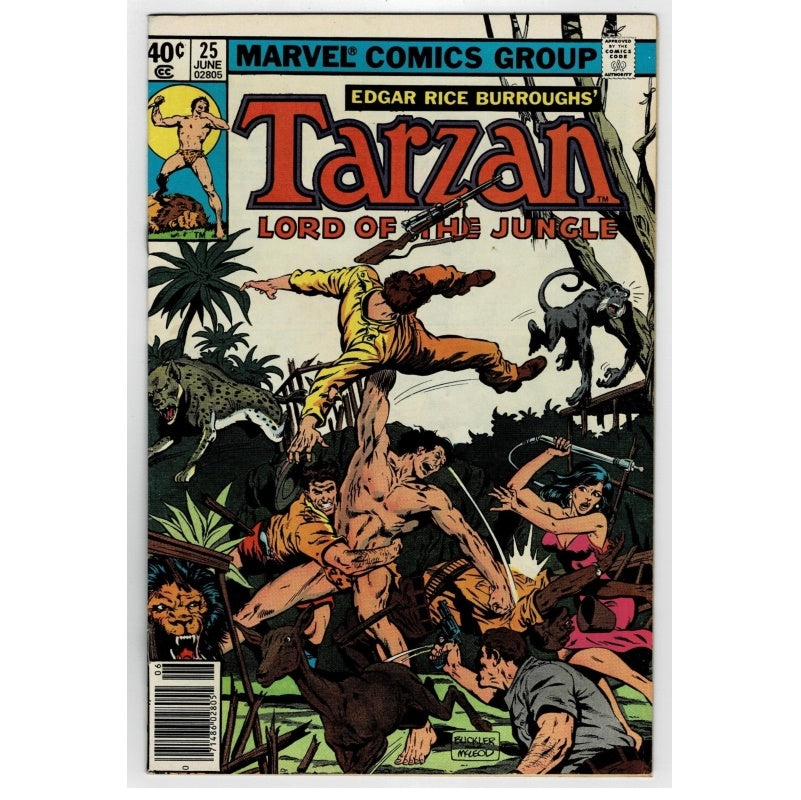 Vintage Marvel Comics Group Tarzan comic book, issue 25 from June, featuring illustrated cover art with the title 'Tarzan Lord of the Jungle' in large red letters.