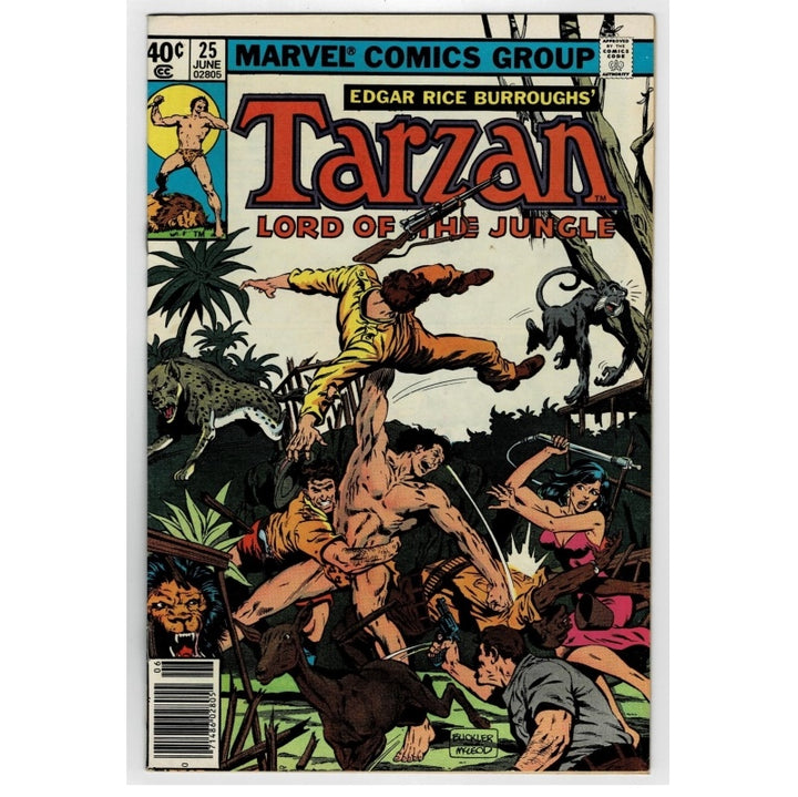 Vintage Marvel Comics Group Tarzan comic book, issue 25 from June, featuring illustrated cover art with the title 'Tarzan Lord of the Jungle' in large red letters.