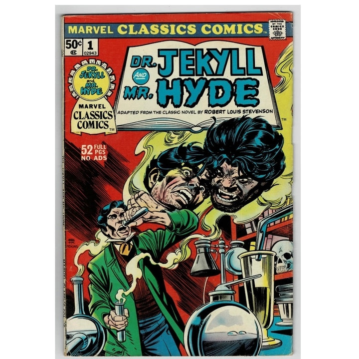 Vintage comic book cover for Marvel Classics Comics #1, featuring Dr. Tekyll and Mr.