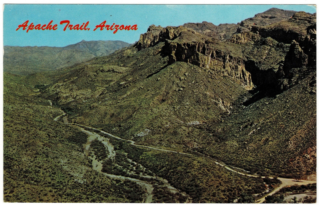 Apache Trail Aerial View Arizona Vintage Postcard.