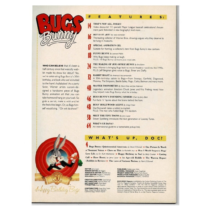 Animation Sericel Cel & Bugs Bunny 50th Birthday Magazine 1990