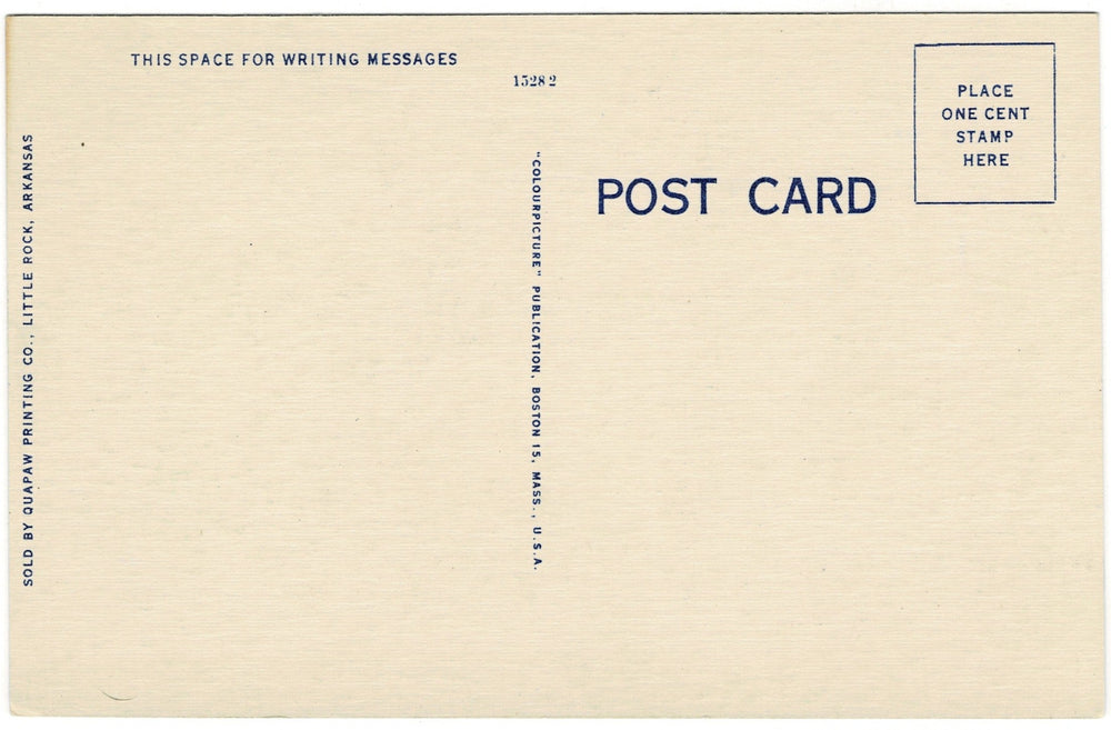 1940s Robinson Center Little Rock Arkansas Vintage Postcard, back