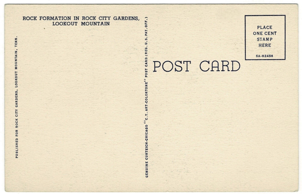 1930s Lookout Mountain Tennessee Foot Bridge Vintage Postcard, back.