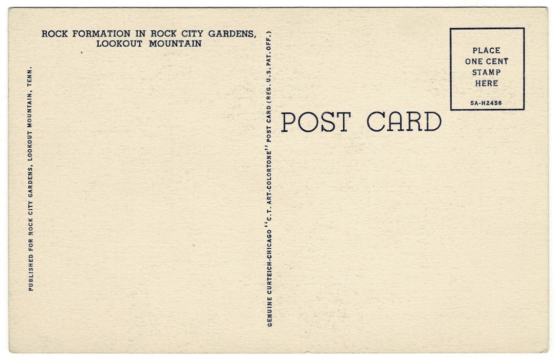 1930s Lookout Mountain Tennessee Foot Bridge Vintage Postcard, back.