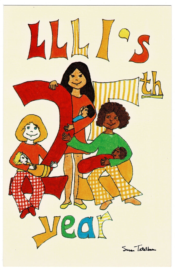 1981 Charming La Leche League Illinois 25th Anniversary Vintage Postcard.