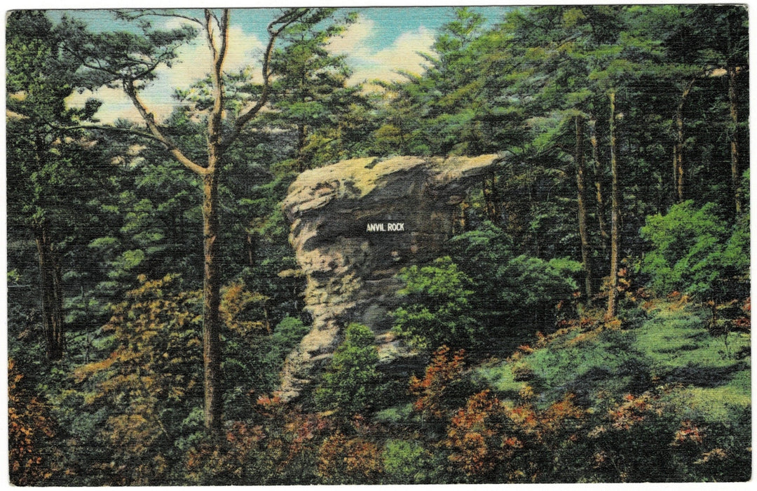 1930s Anvil Rock Lookout Mountain Georgia Vintage Postcard.