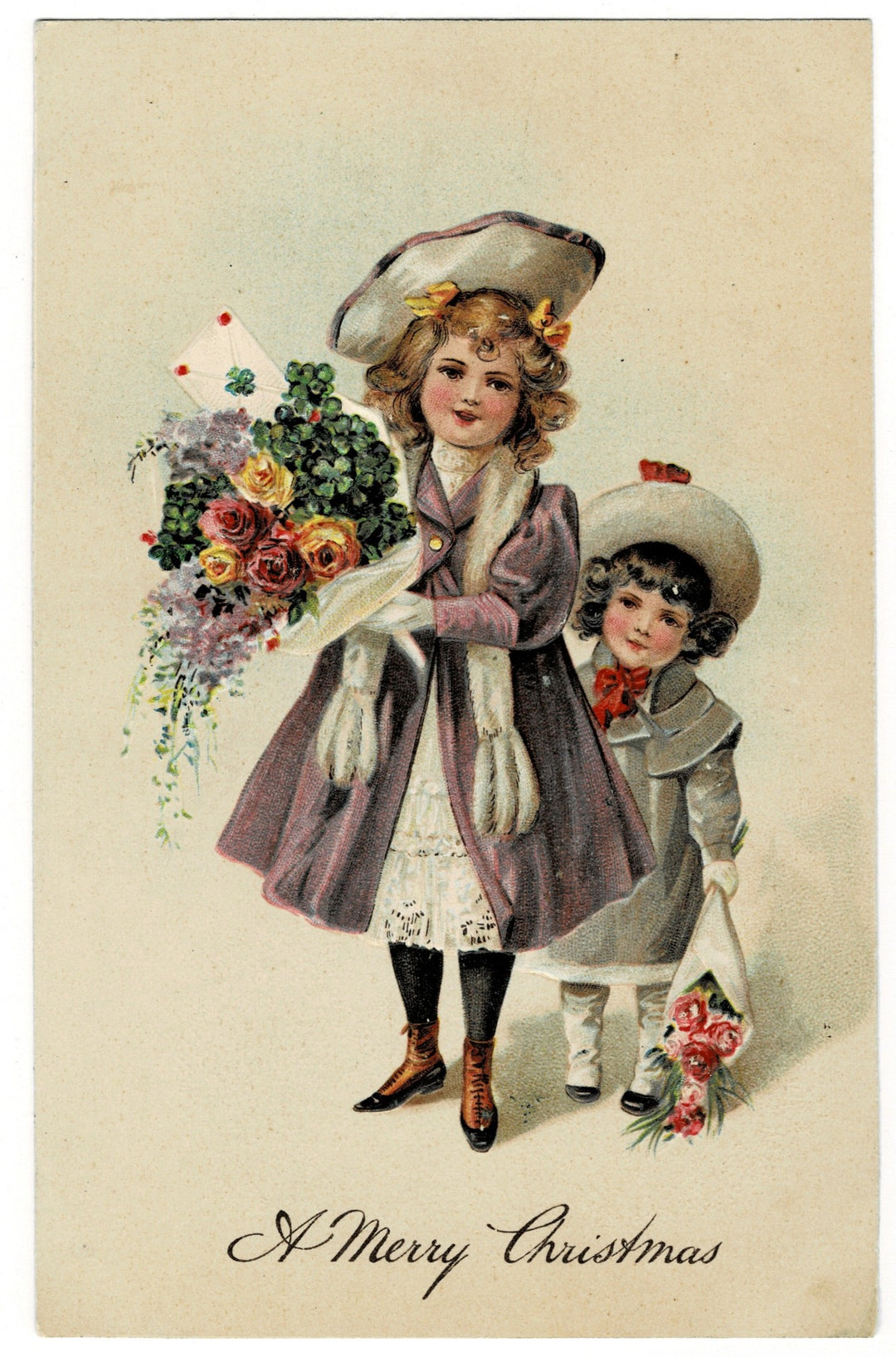1908 Shamrocks and Seasonal Wishes Vintage Irish Postcard.