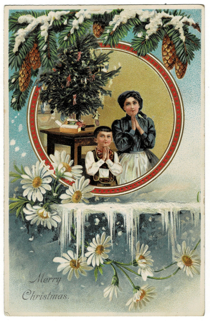 1907 A Bavarian Boy’s First American Noel Vintage Christmas Postcard.