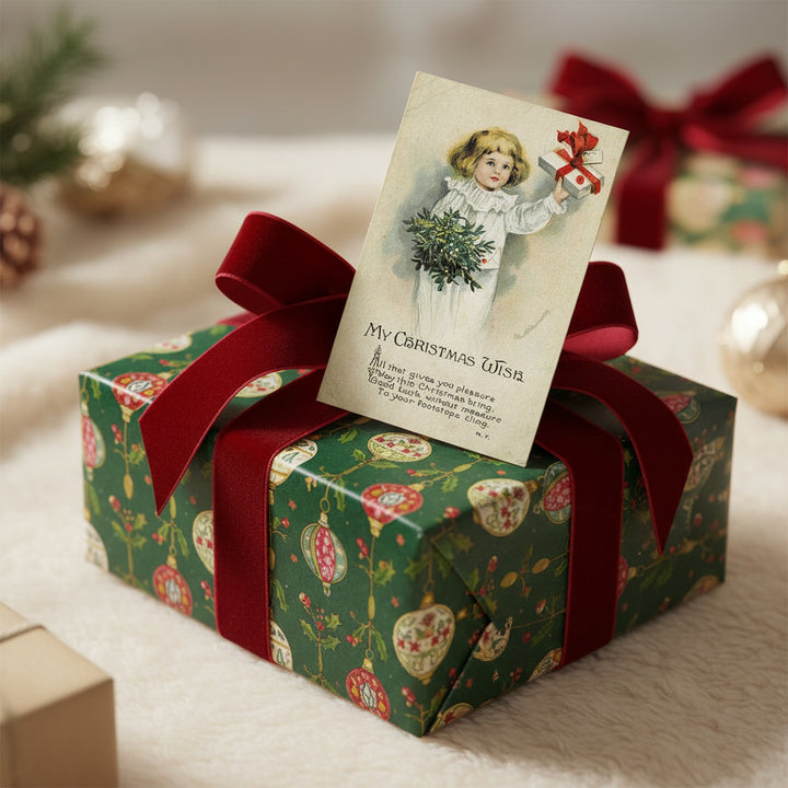 1916 Christmas Wishes by Clapsaddle Vintage Postcard Artist Signed, gift topper.