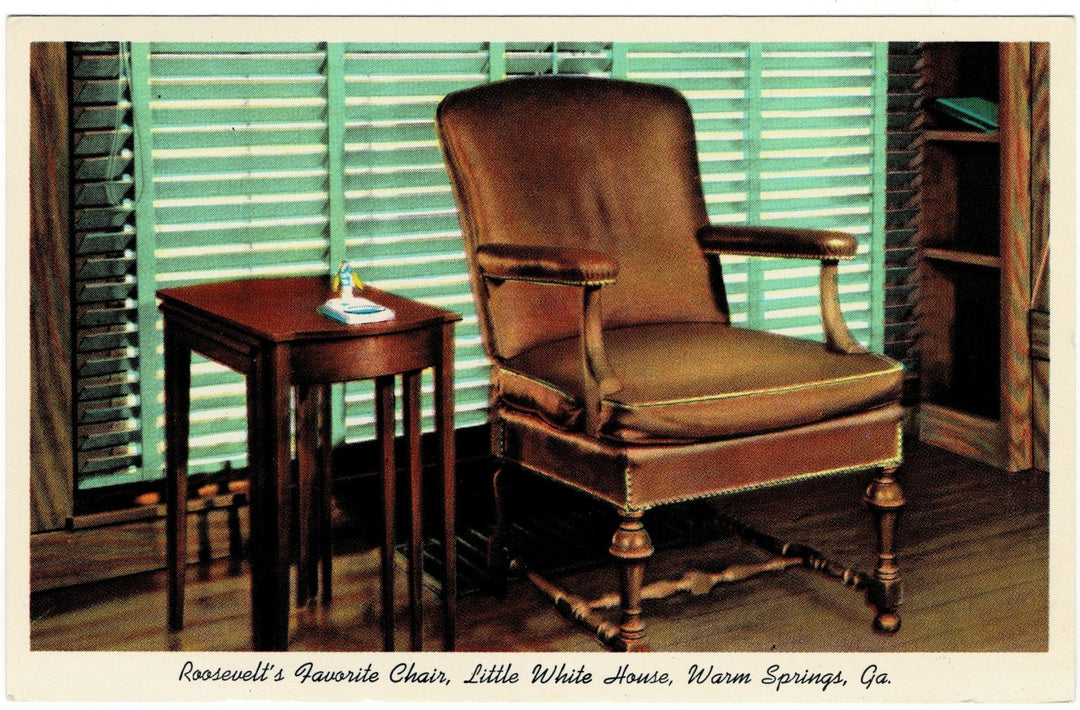 1960s FDR Little White House Interior Warm Springs GA Vintage Postcard.