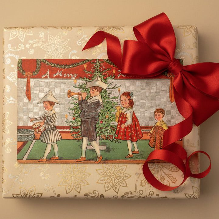 1909 A Children's Christmas Pageant Vintage Postcard, Embossed & Gilded.