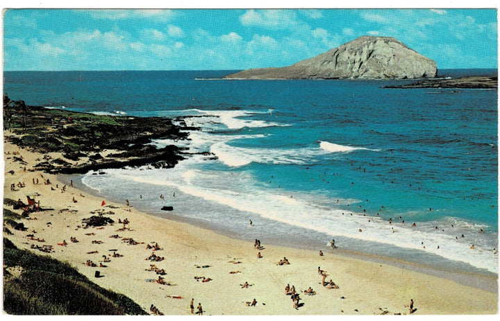 1960s Rabbit Island Makapuu Beach Oahu Hawaii Vintage Postcard.
