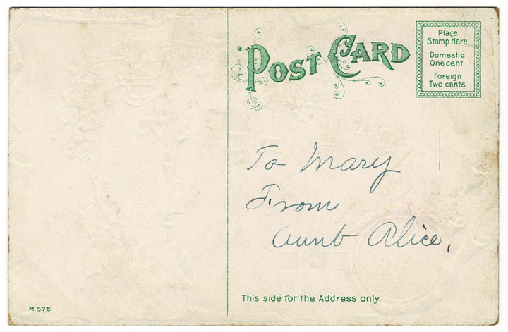 1908 Christmastide Remembrance Vintage Christmas Postcard, Embossed & Gilded.