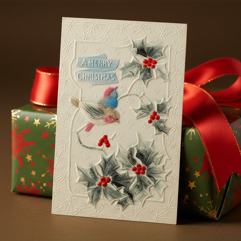 1913 A Winter Bird’s Christmas Blessing Vintage Christmas Postcard,