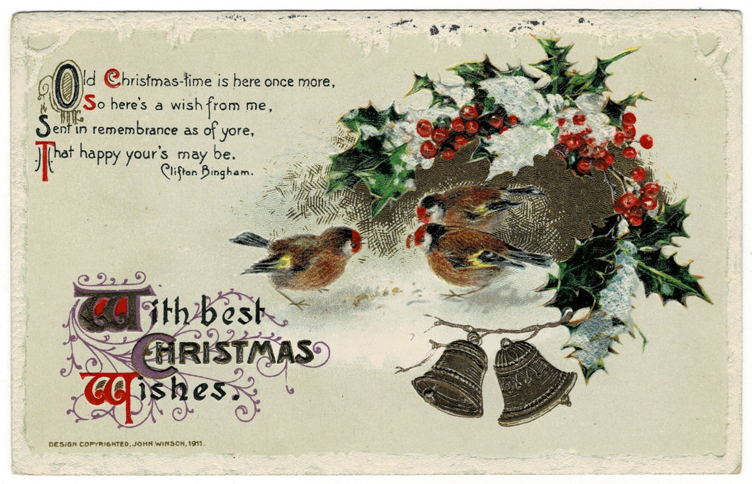 1911 Old Christmas-time by Winsch Vintage Christmas Postcard.
