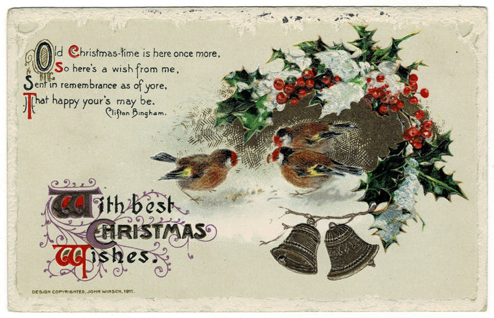 1911 Old Christmas-time by Winsch Vintage Christmas Postcard.