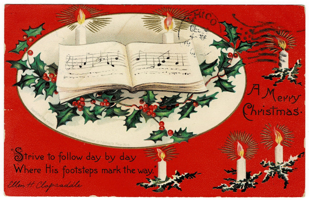 1906 Early Clapsaddle Christmas Delight Embossed Vintage Postcard.