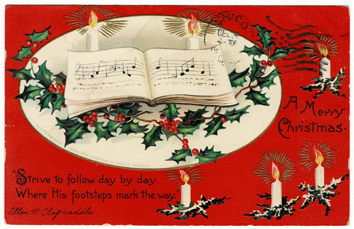 1906 Early Clapsaddle Christmas Delight Embossed Vintage Postcard.