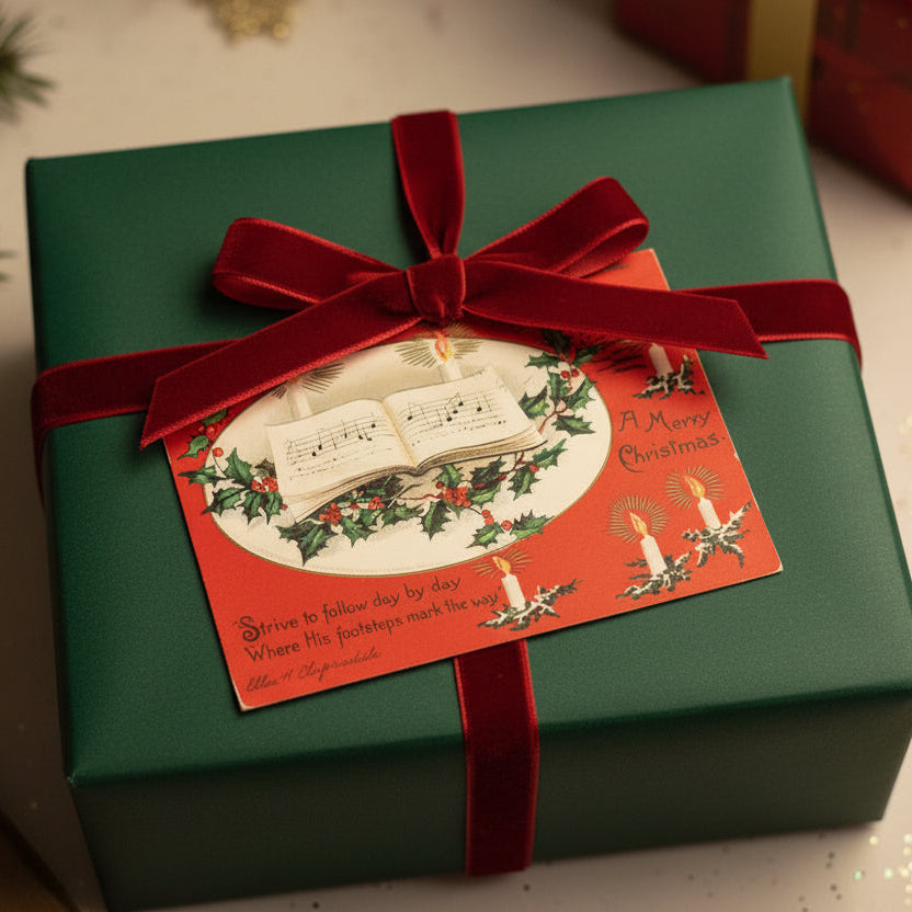 1906 Early Clapsaddle Christmas Delight Embossed Vintage Postcard as a unique gift topper.