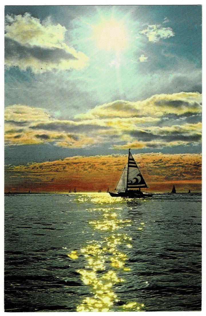 1960s Colorful Catamarans Sailing Hawaii Vintage Postcard.