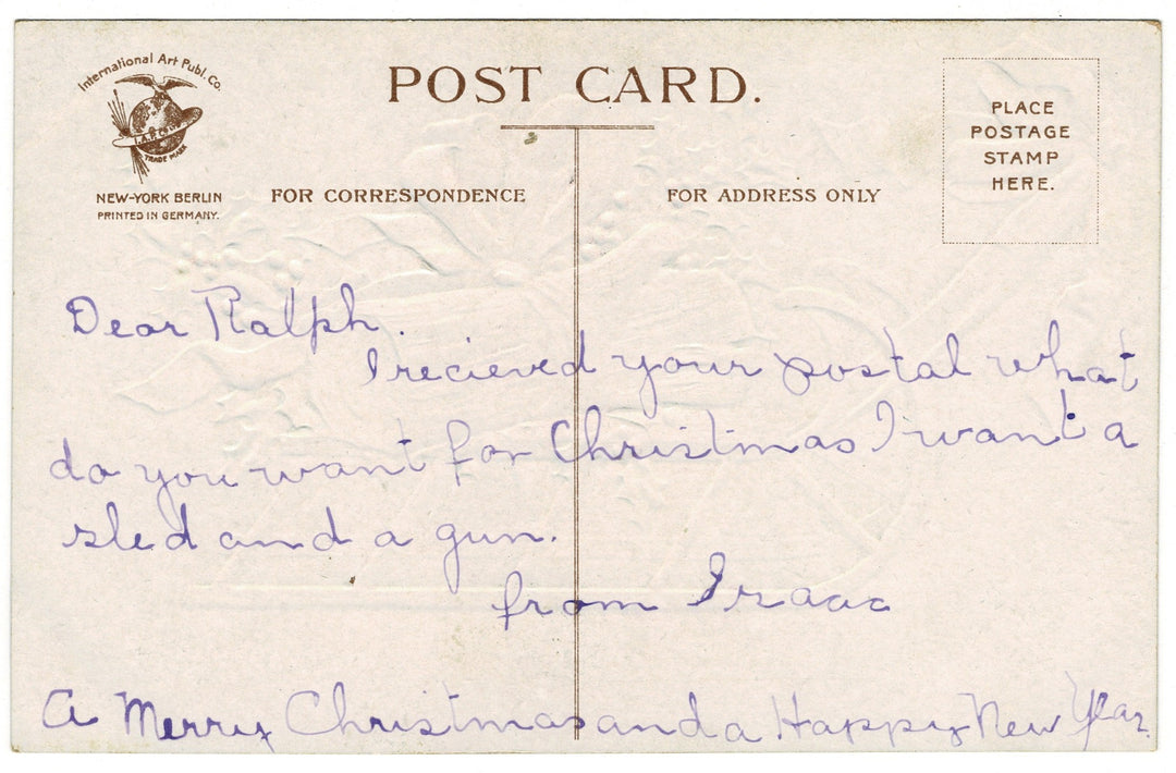   Vintage Christmas postcard.