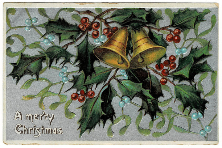  1912 Ring Christmas Bells, Merrily Ring Vintage Christmas postcard.