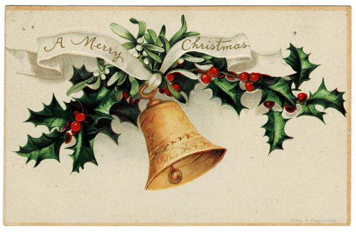 1915 Ringing in a Merry Christmas by Clapsaddle Vintage Postcard ,Artist Signed.