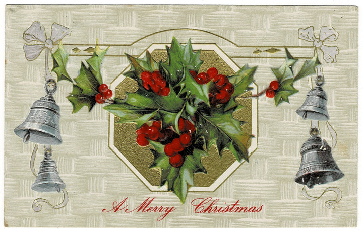 1911 Silver Bells Announce The Season Vintage Christmas Postcard.
