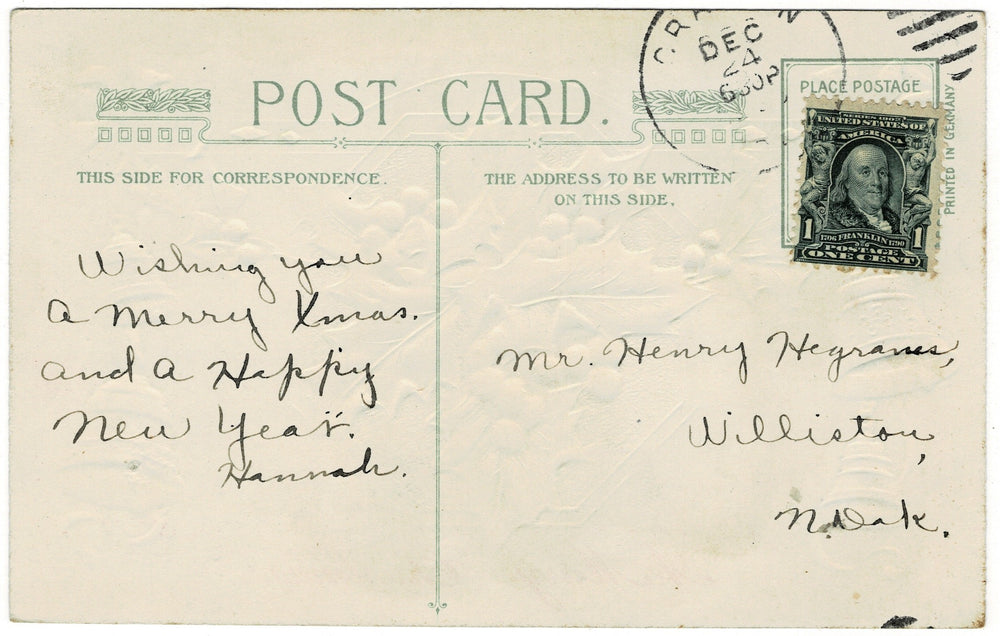   Vintage Christmas postcard.