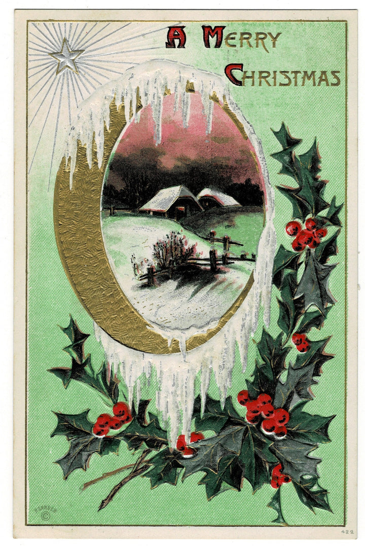 1909 Embossed Wintry Elegance Vintage postcard.