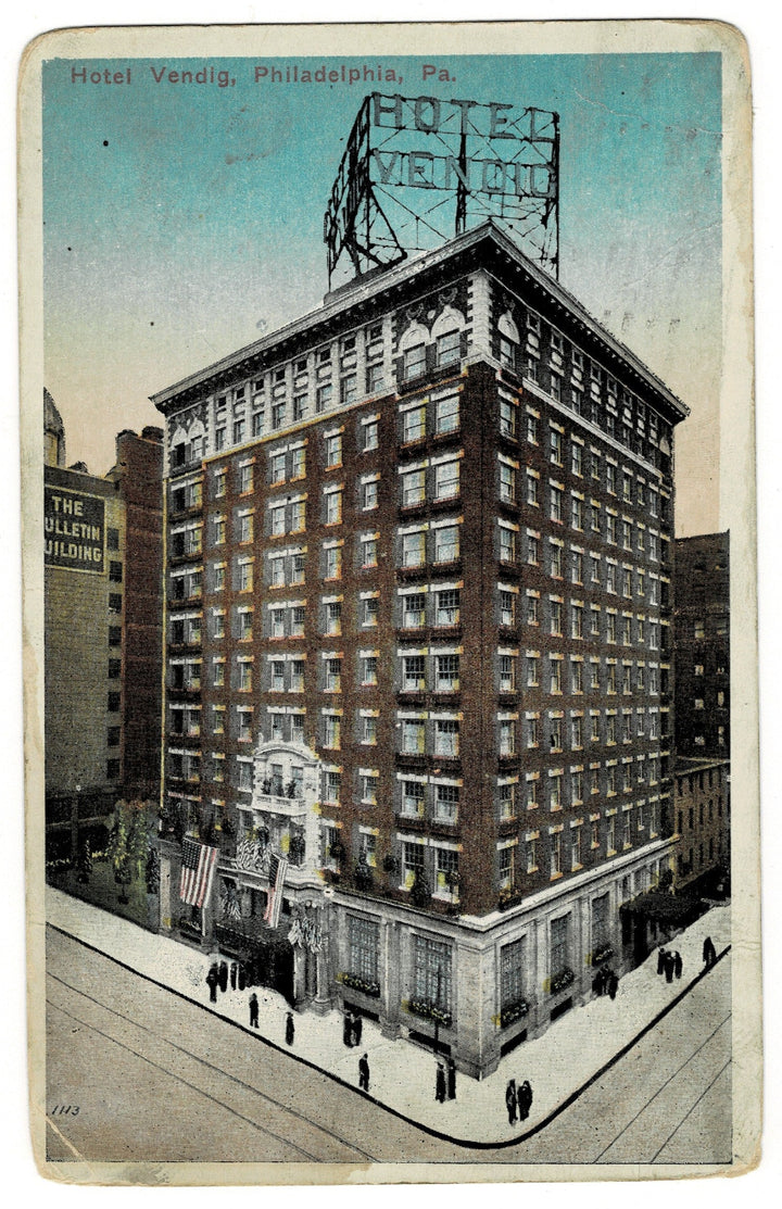  1910s Hotel Vendig Philadelphia Pennsylvania Divided Back Vintage Postcard .