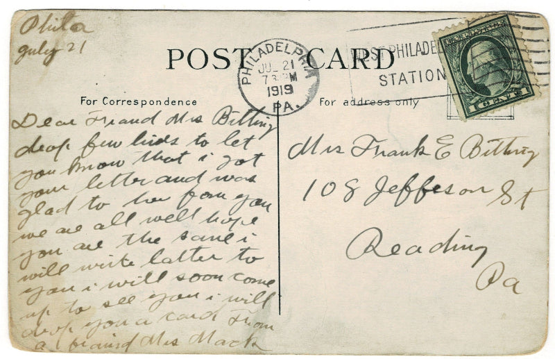 Back of postcard.