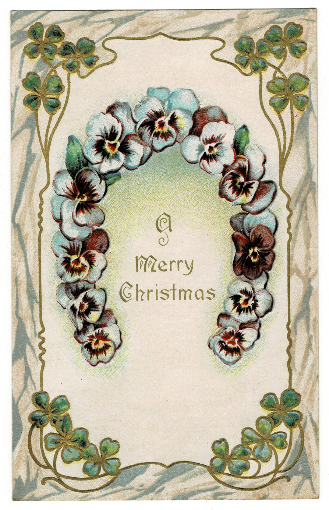 1911 Christmas Wishes with Irish Charm Vintage postcard.
