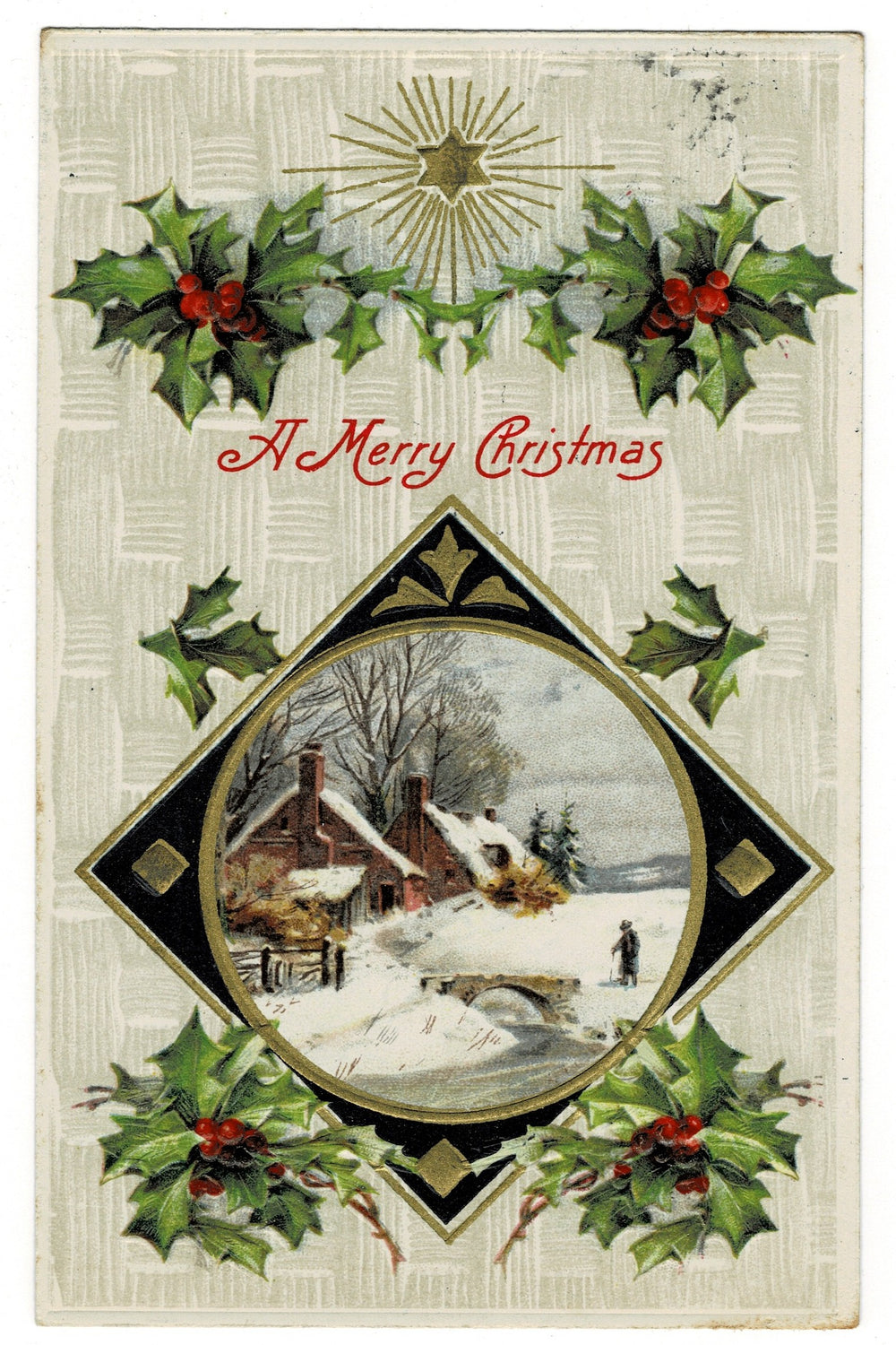 1908 Winter Walk Homeward Vintage Postcard.