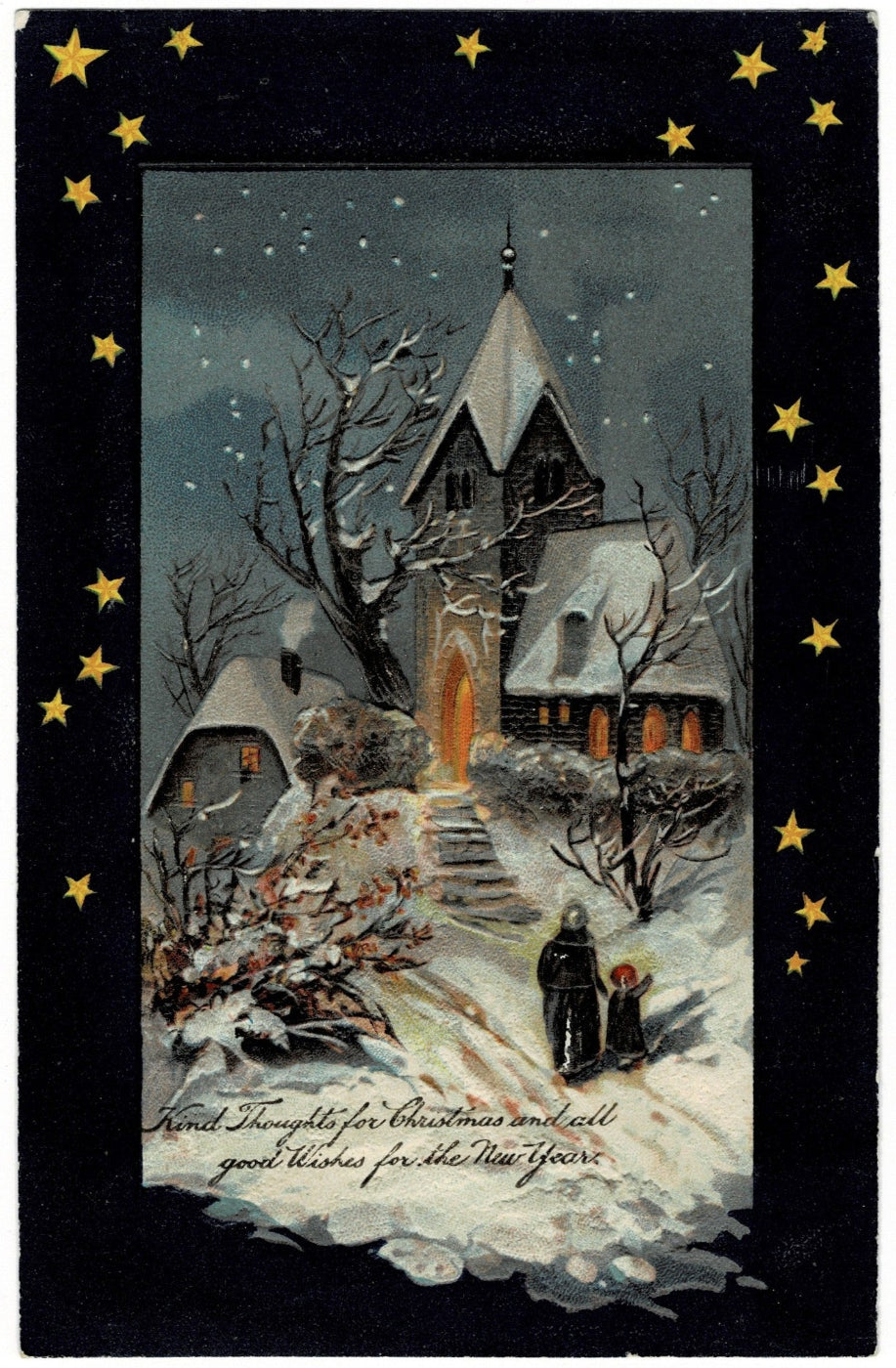 1907 Starlit Wishes on New Year’s Eve Postcard.