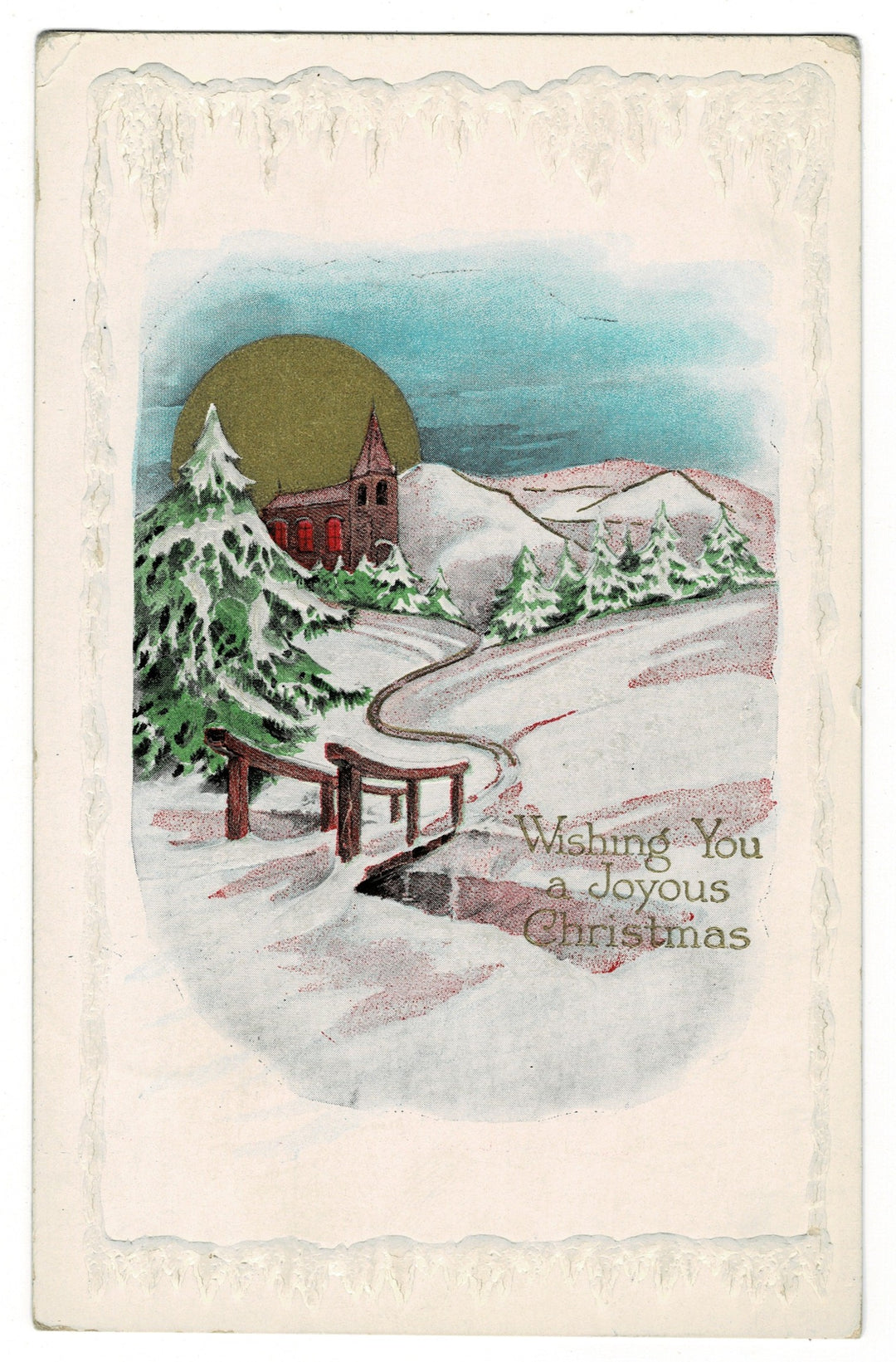 1916 Where Snow Falls, Christmas Follows Vintage postcard.