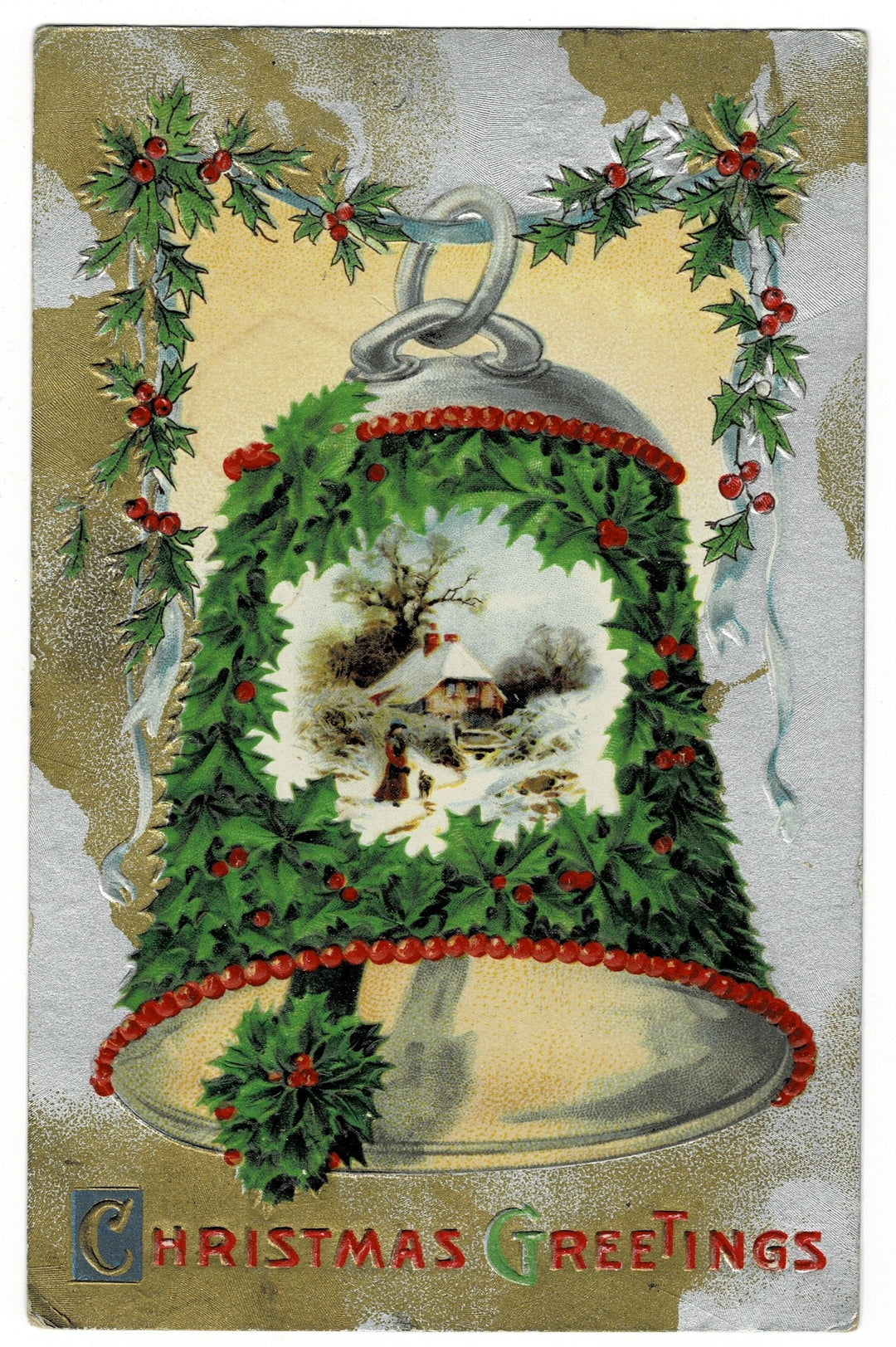1912 Ring in Christmas Elegance Vintage Holiday Postcard .