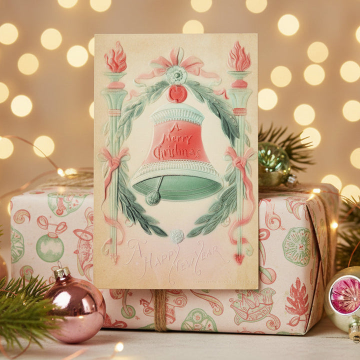 1919 Classical Christmas Splendor Vintage postcard,  as gift topper.