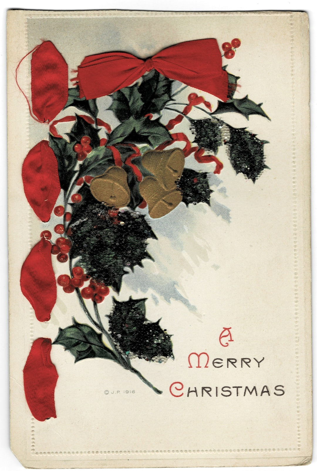 1916 Rare, Embellished with Tiny Orbs of Cheer, Vintage postcard.