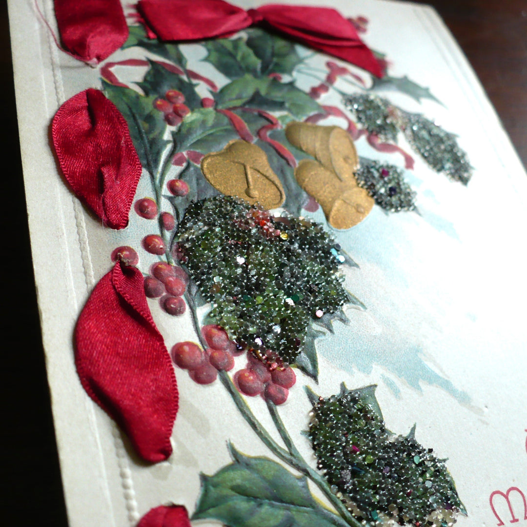 1916 Rare, Embellished with Tiny Orbs of Cheer, Vintage postcard.