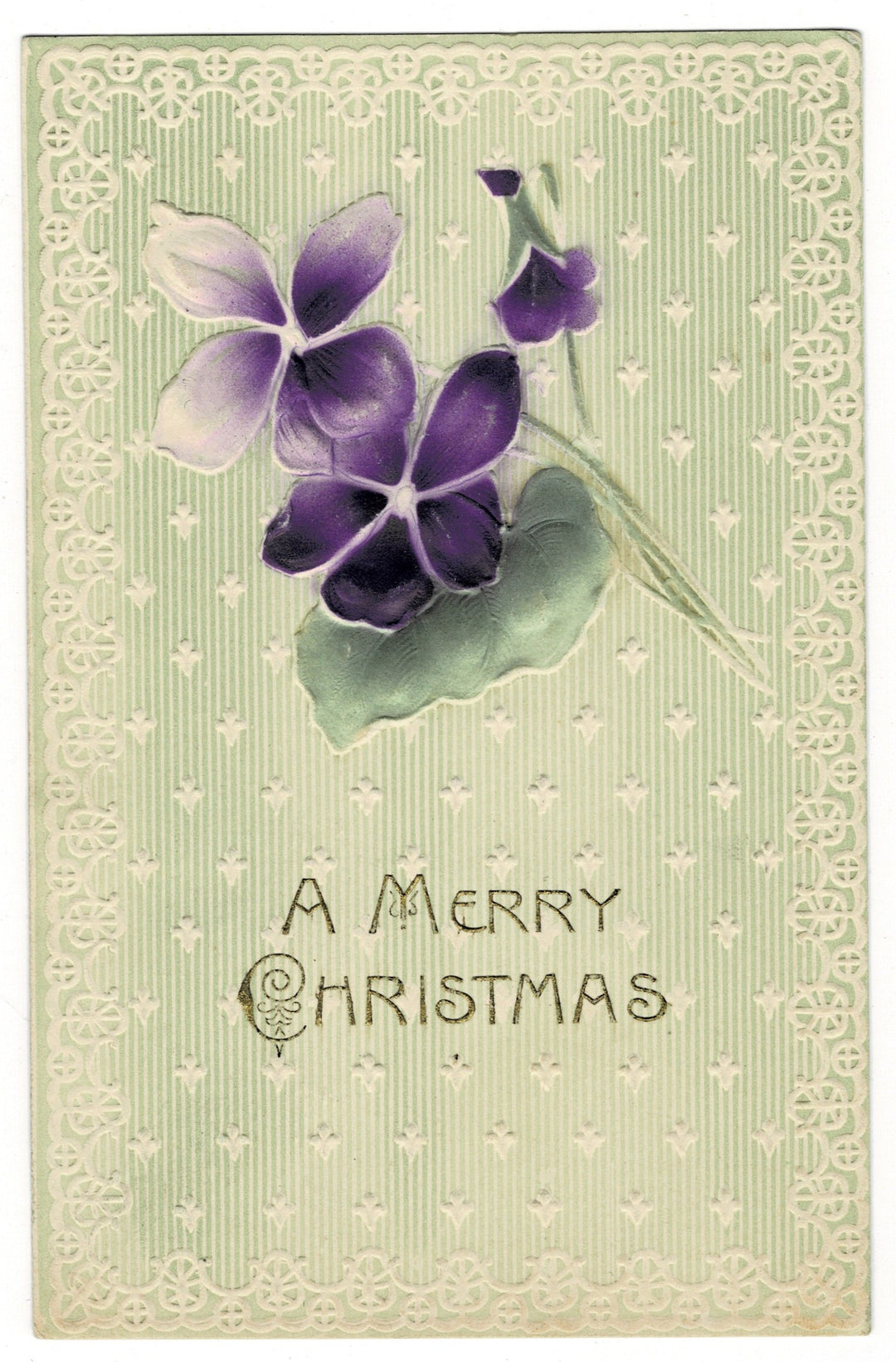 1909 Pansies for Remembrance and Christmas Cheer, Vintage postcard.