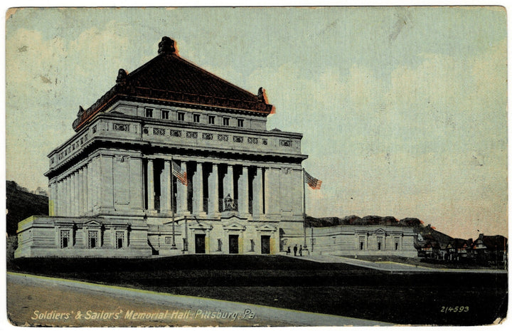 1910s Soldiers' Sailors' Memorial Hall Pittsburgh PA Vintage Postcard.