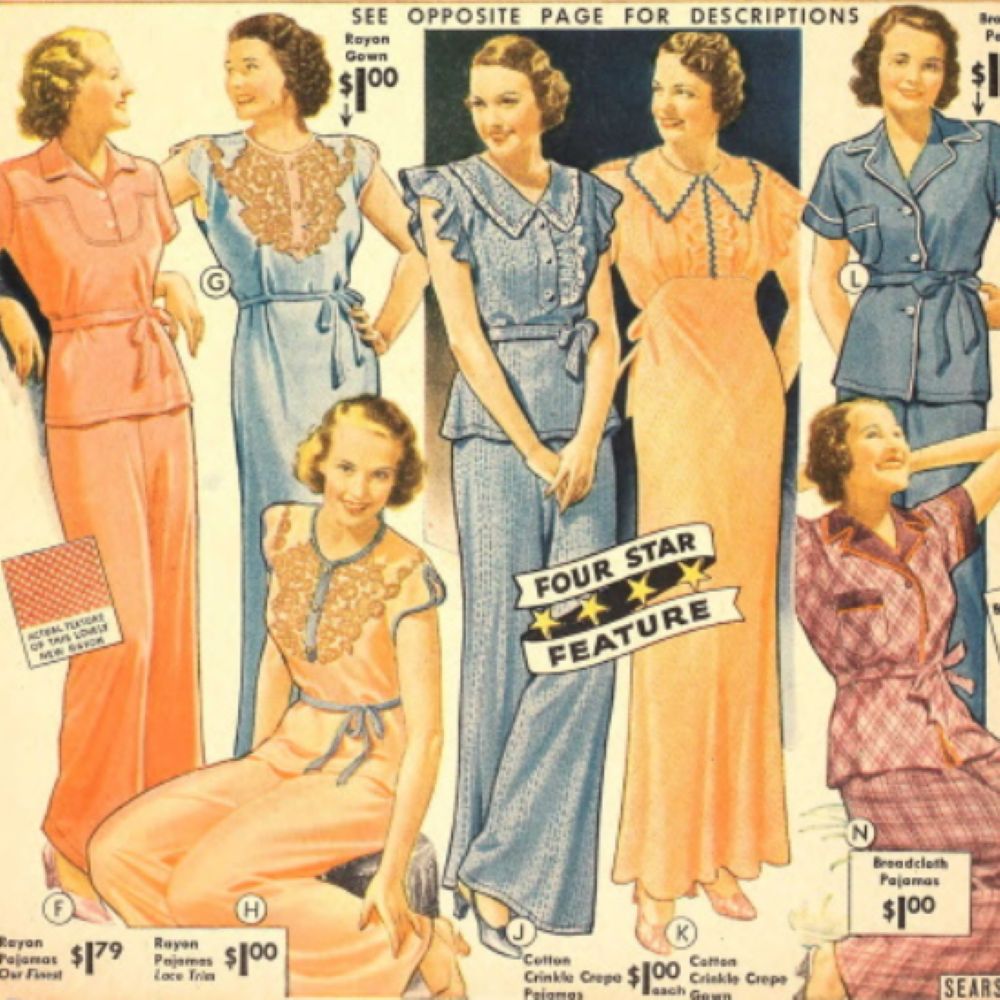1937 women's pajamas advertisement.
