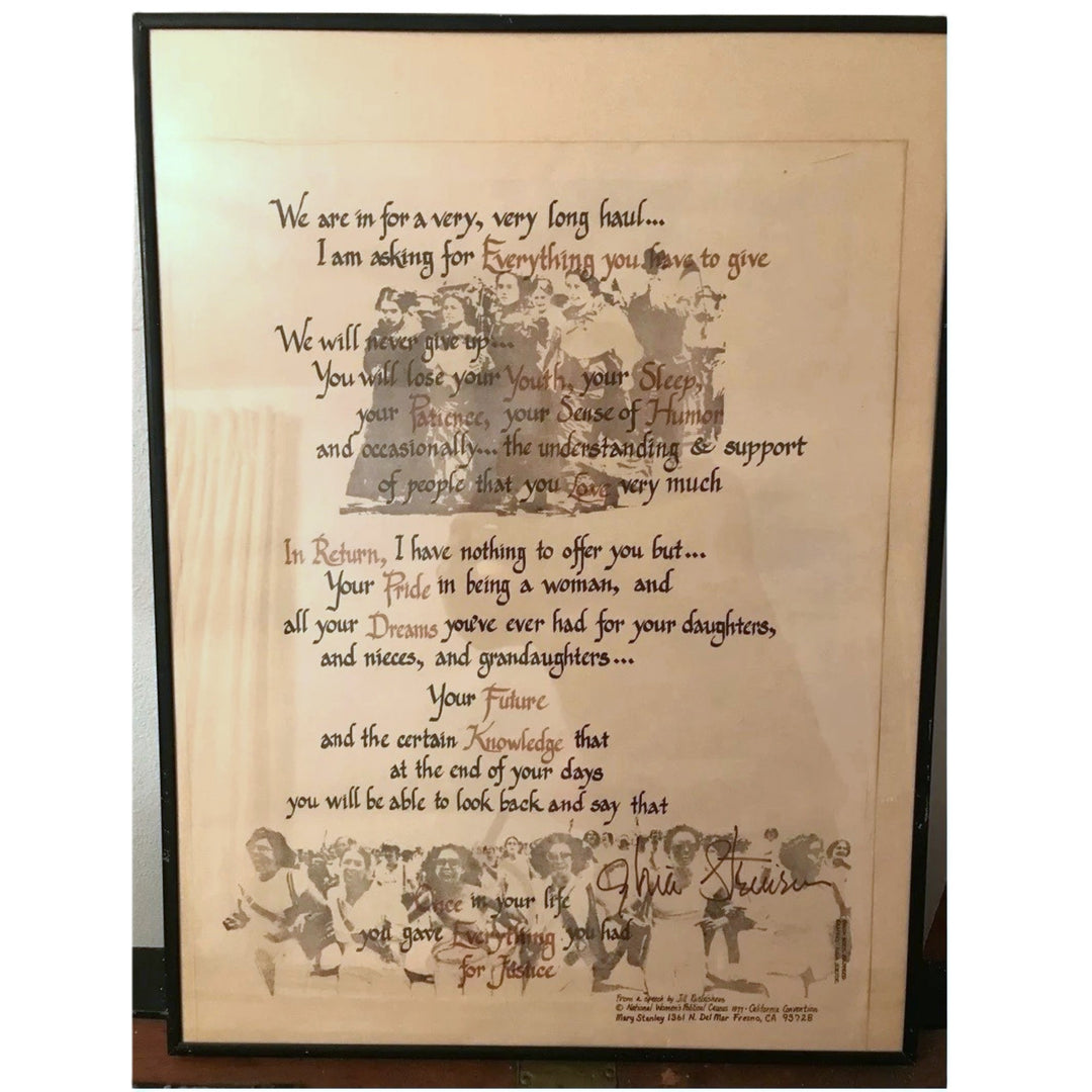 1977 Steinem Autographed "Everything You Have" Feminist Poster.